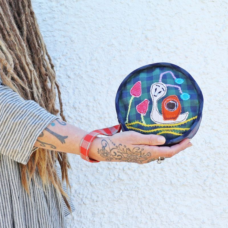 SOLD Wristlet Folk Snail Bag