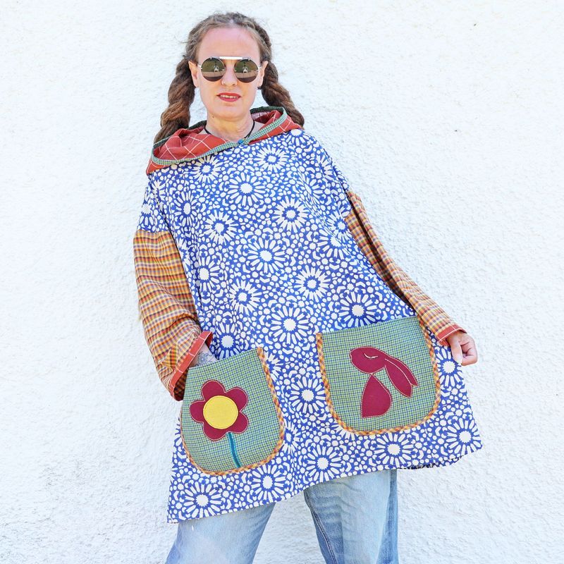 SOLD Folk Hare Hooded Tunic