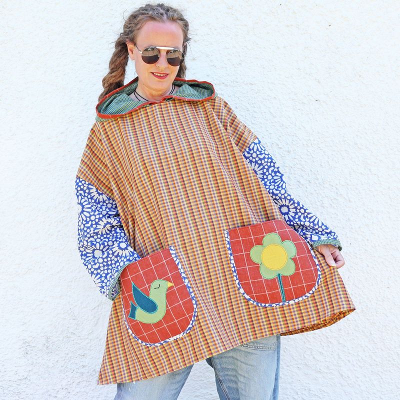 SOLD Folk Bird Hooded Tunic