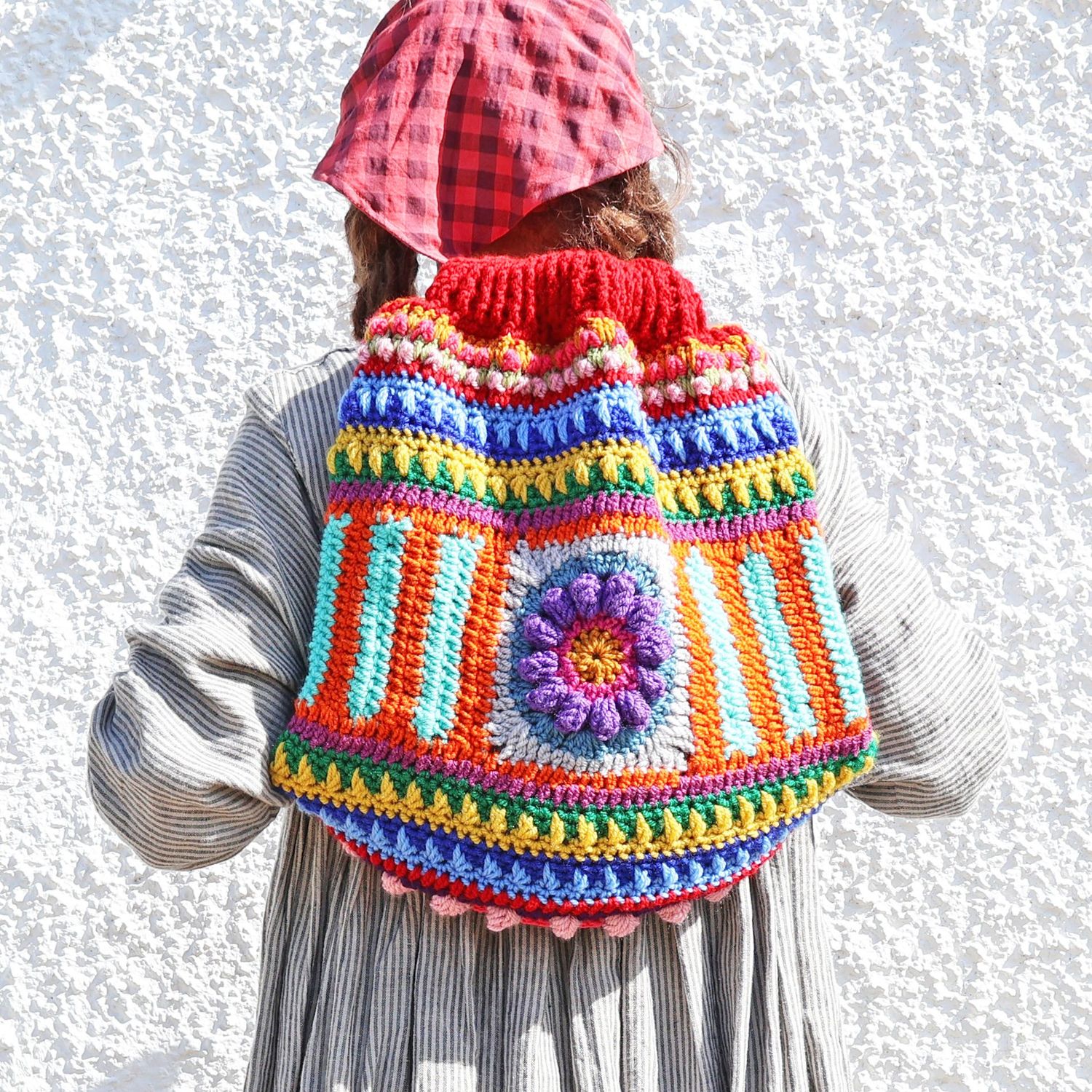 Crochet Backpack Purple Flower Crochet Backpack Purple Flower