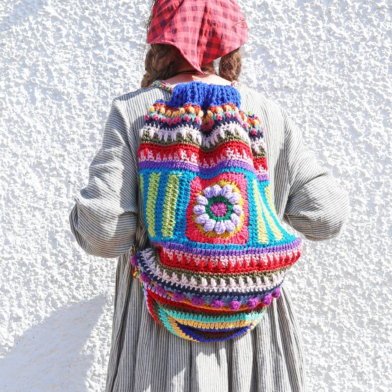 Crochet Backpack Lilac Flower Crochet Backpack Lilac Flower