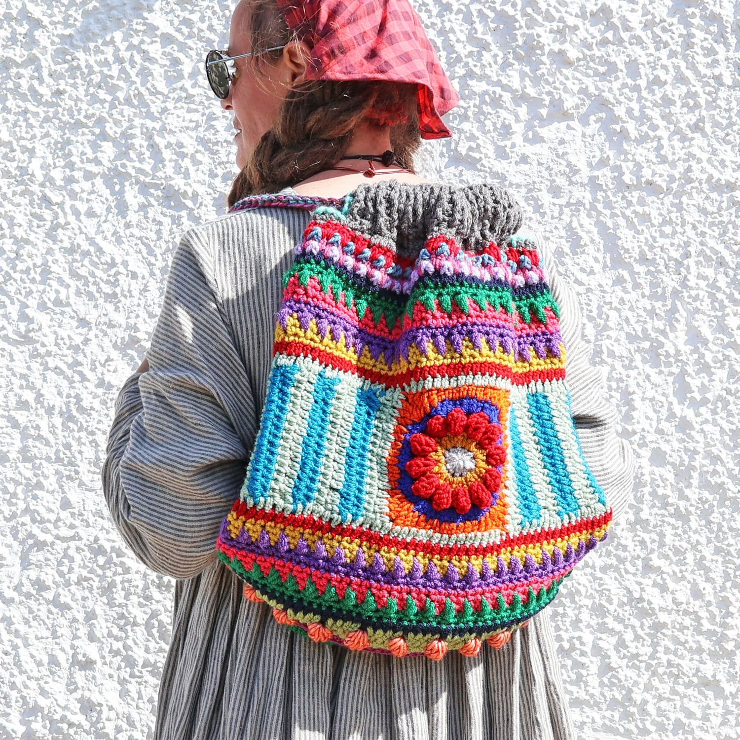 Crochet Backpack Ruby Flower Crochet Backpack Ruby Flower