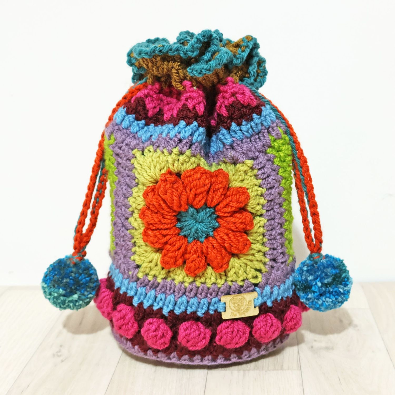 Crochet Pouch Orange Flower