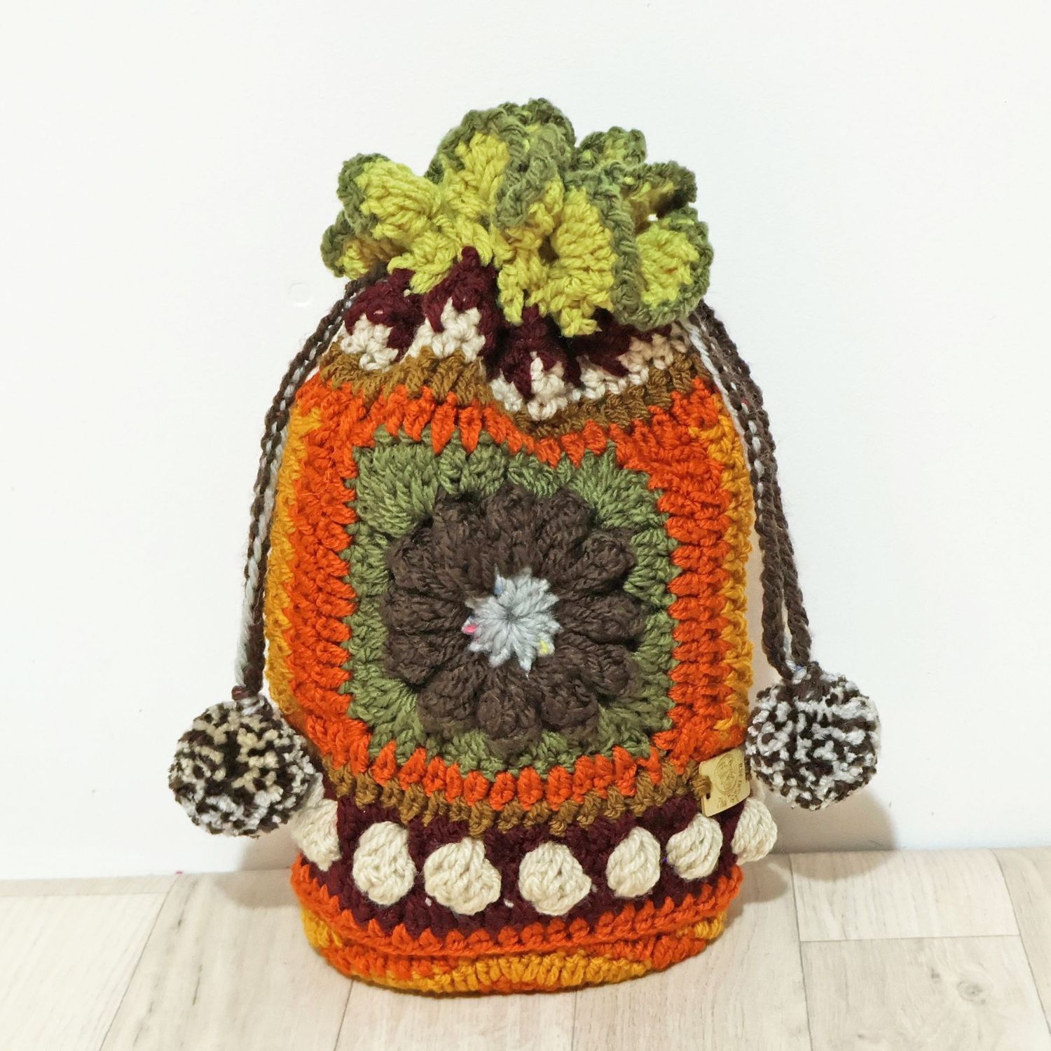 Crochet Pouch Brown Flower Crochet Pouch Brown Flower