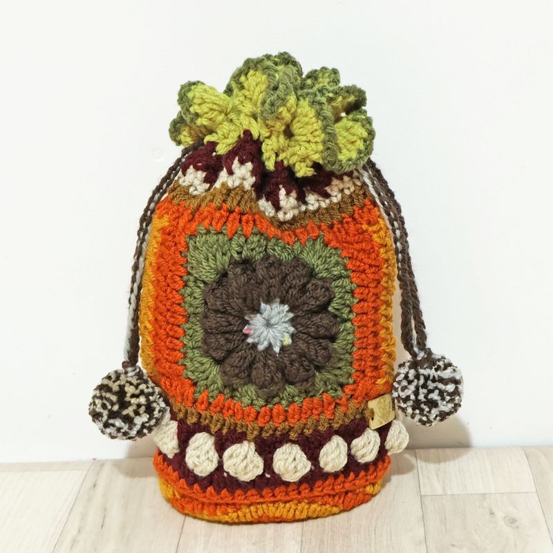 Crochet Pouch Brown Flower Crochet Pouch Brown Flower