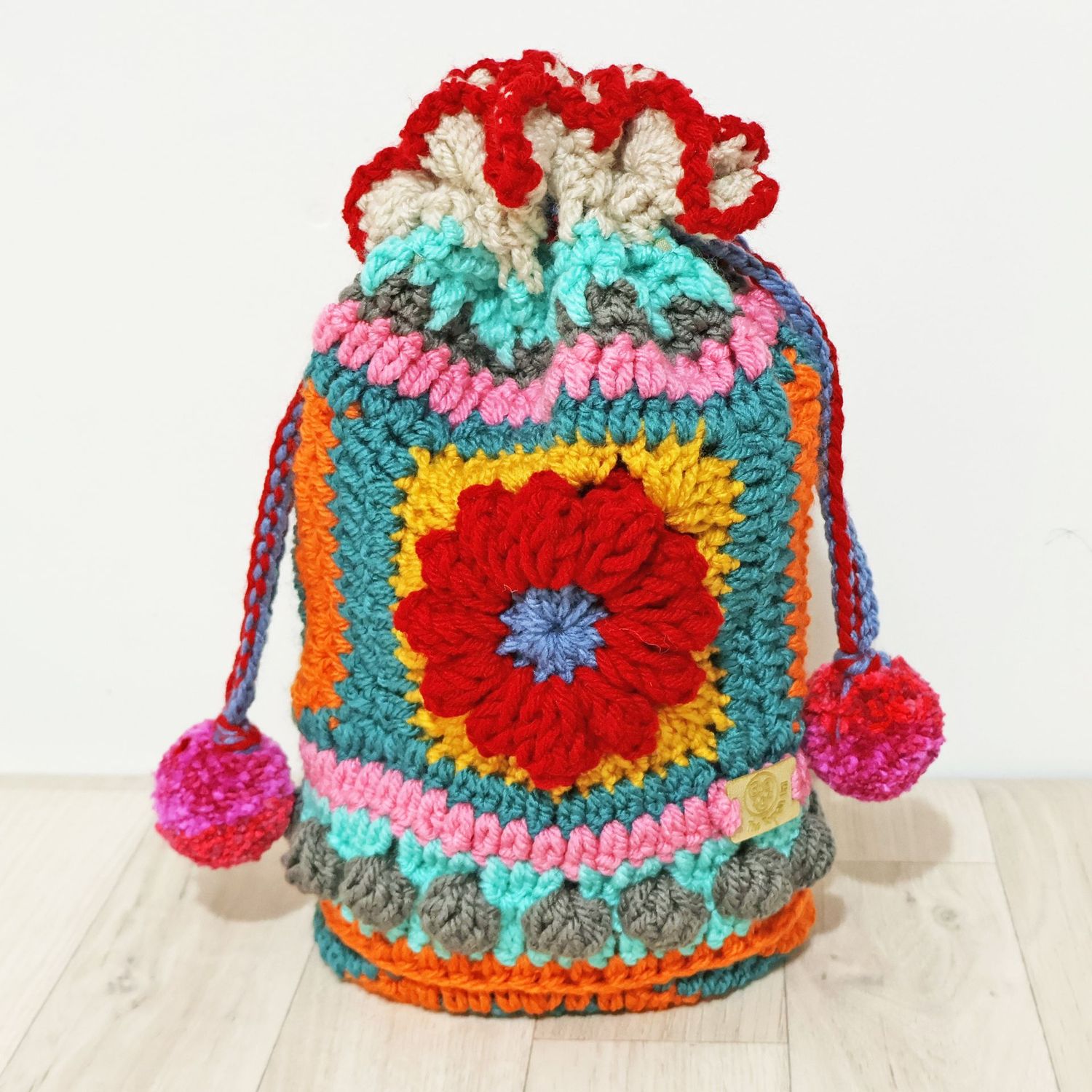 Crochet Pouch Red Flower Crochet Pouch Red Flower