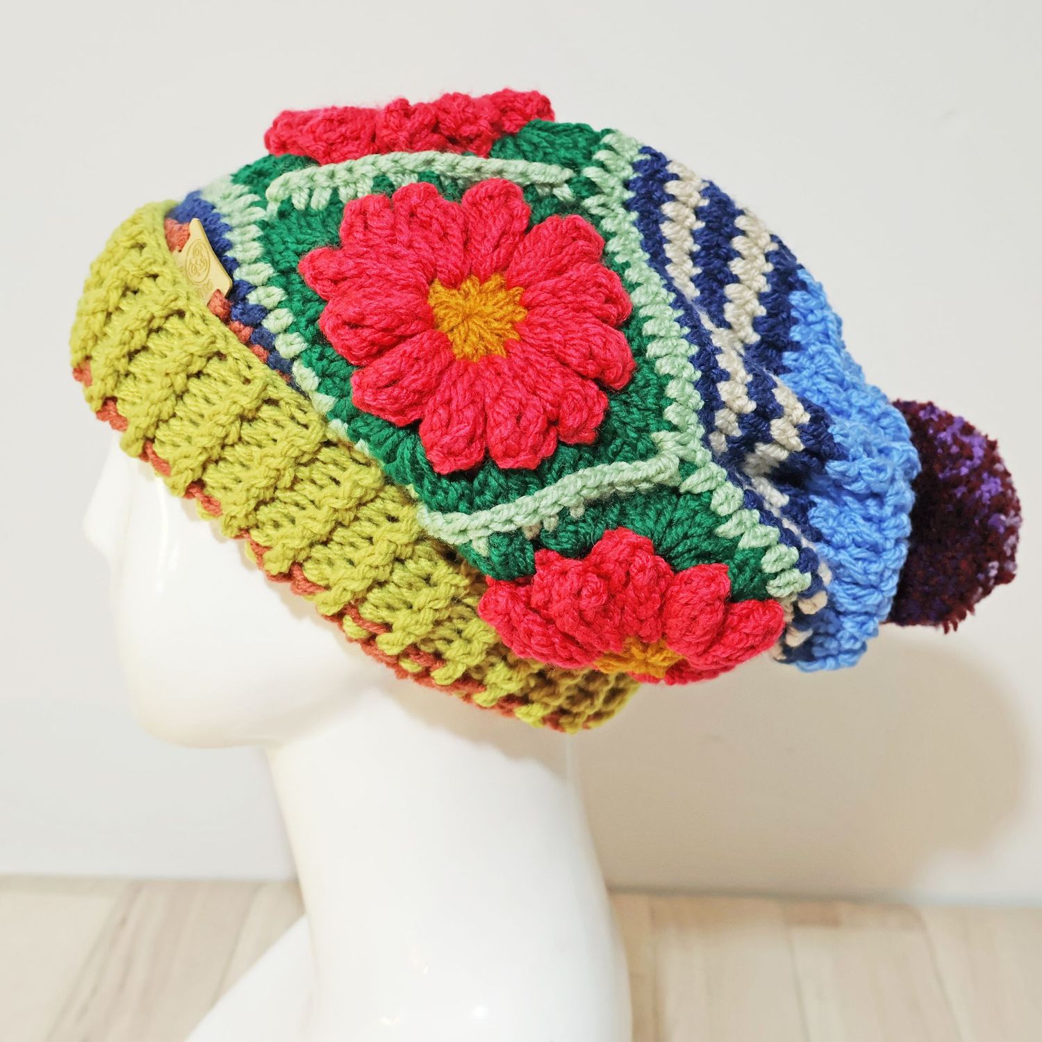 Flower Bobble Hat Pink Flower Bobble Hat Pink