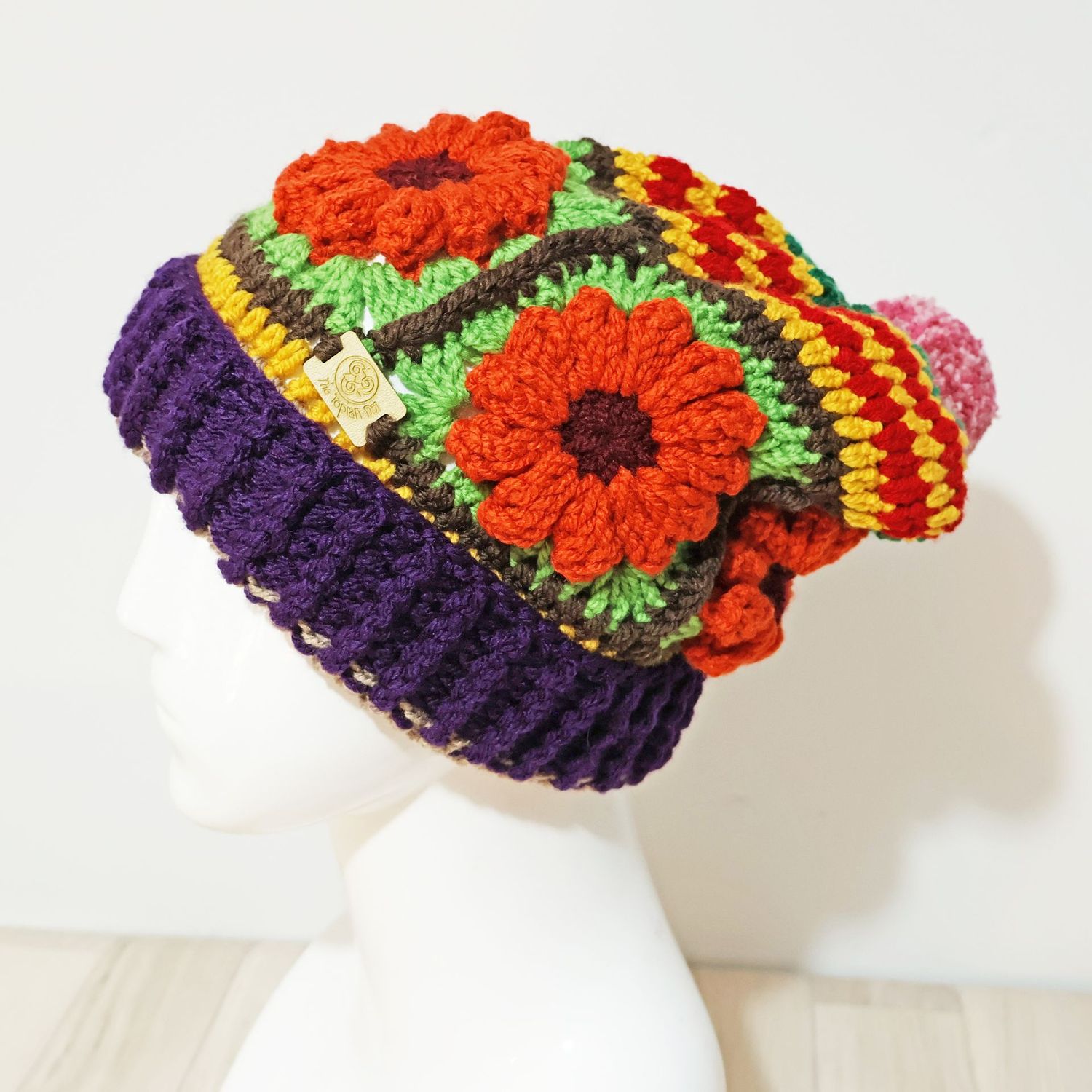Flower Bobble Hat Orange Flower Bobble Hat Orange