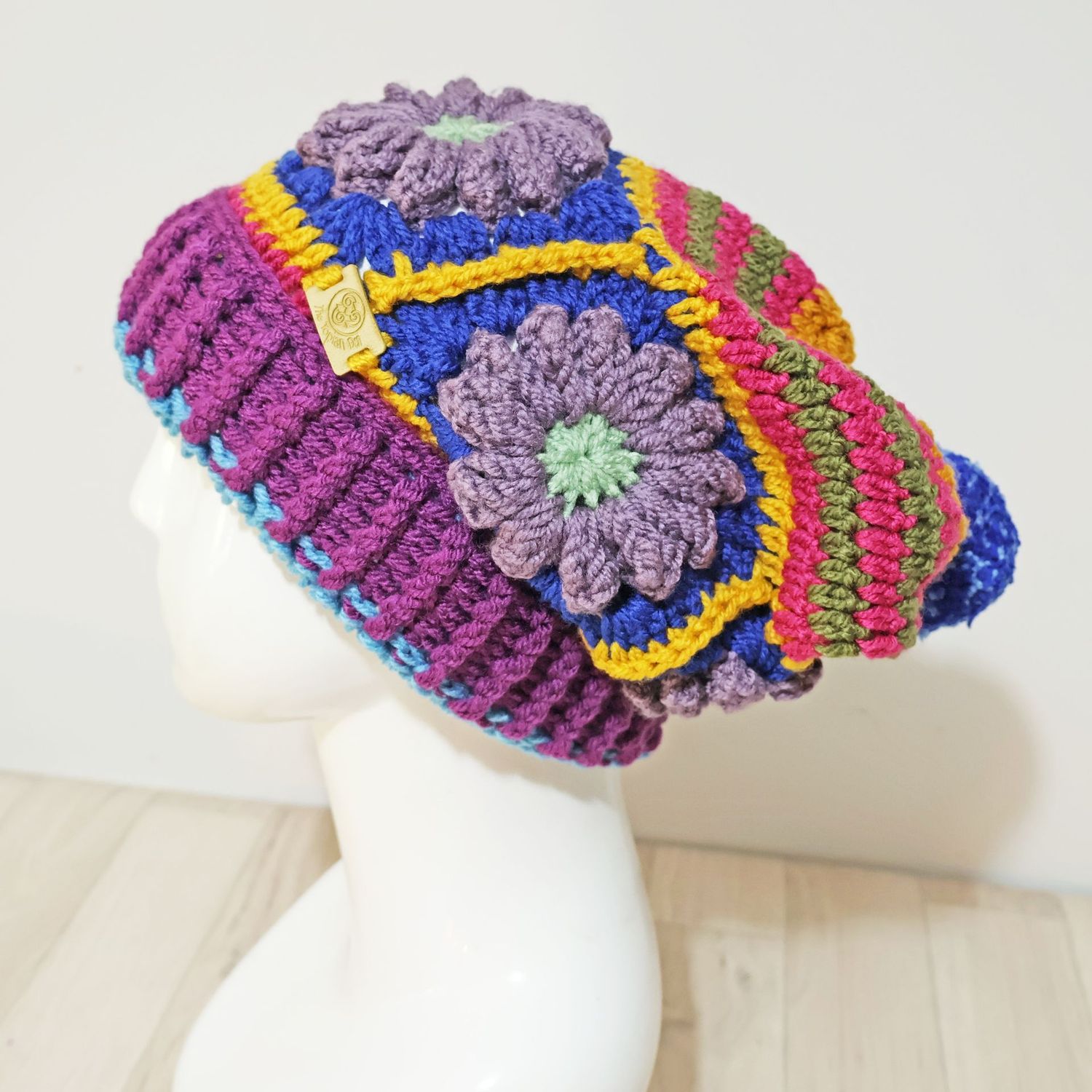 Flower Bobble Hat Purple Flower Bobble Hat Purple
