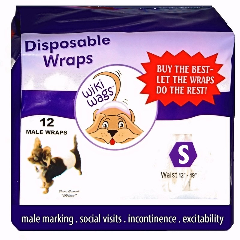 DISPOSABLE MALE DOG WRAPS - SM SZ  (4" Wide x 12" to 19" Long)