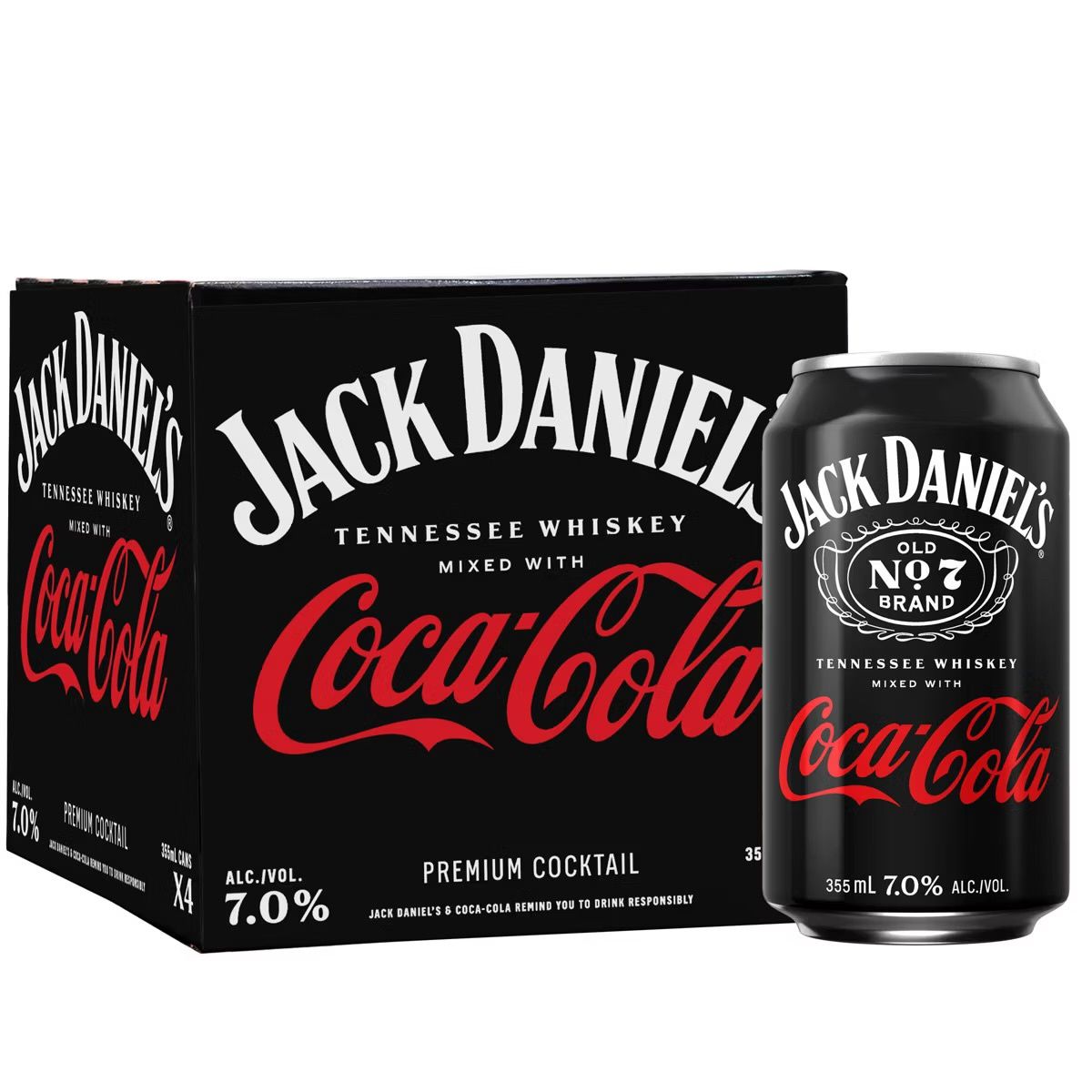Jack Daniel&#39;s RTD Jack &amp; Coke - 4pk/355ml Cans