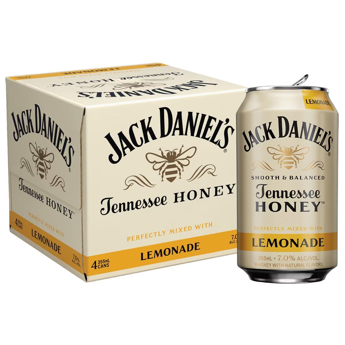 Jack Daniel&#39;s Tennessee Whiskey, Honey &amp; Lemonade Cocktail - 4pk/355ml Cans