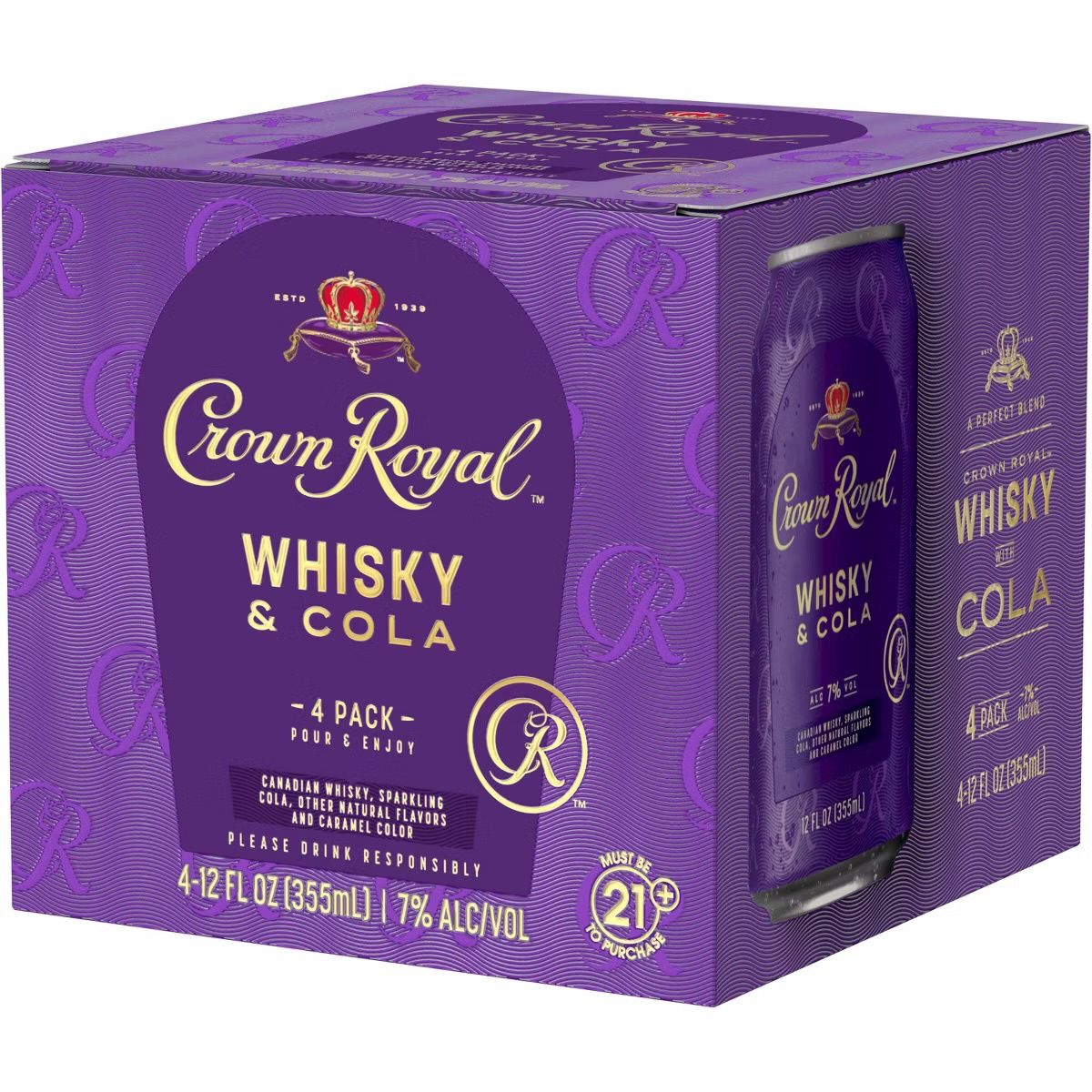 Crown Royal Whisky &amp; Cola Cocktail - 4pk/355ml Cans