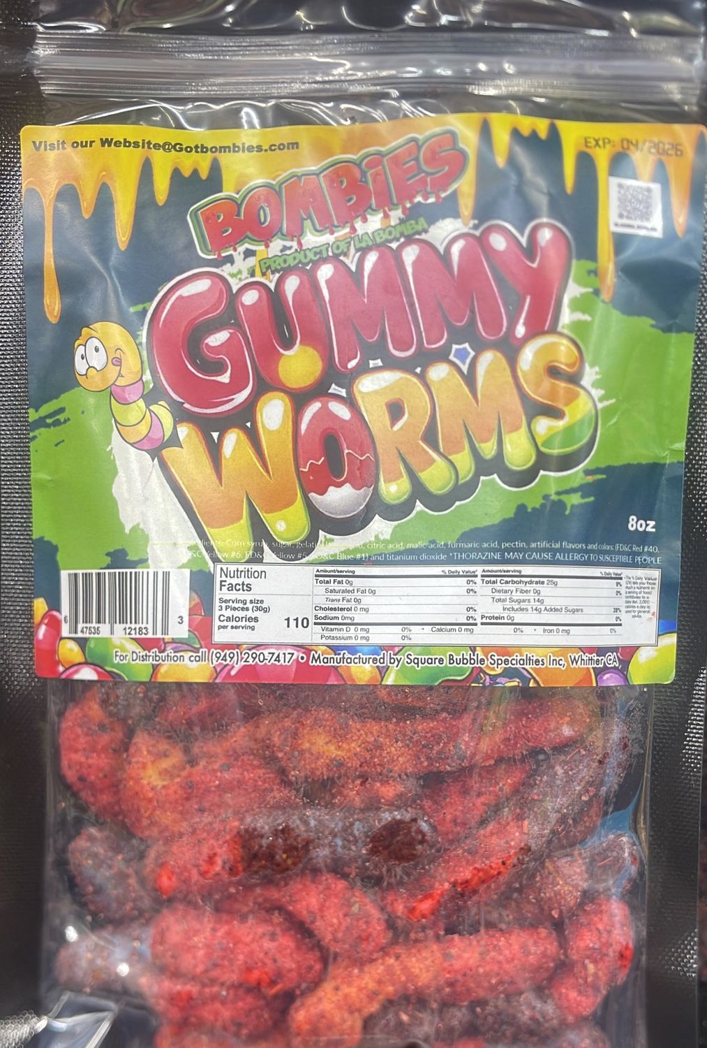 Bombies Gummy Worms 8oz