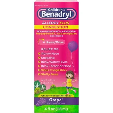 Children Benadryl Allergy Plus Congestion 4 Hours/ Dose