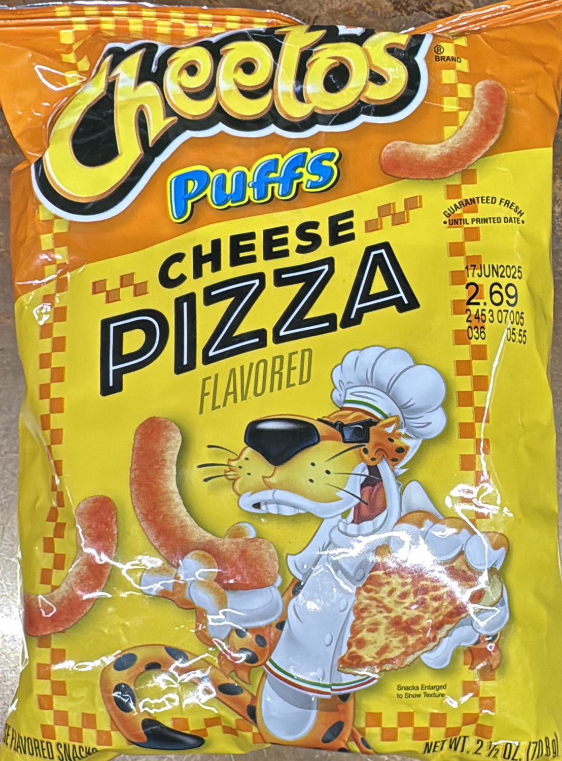 Cheetos Puffs Cheese pizza 2. 1/2 oz