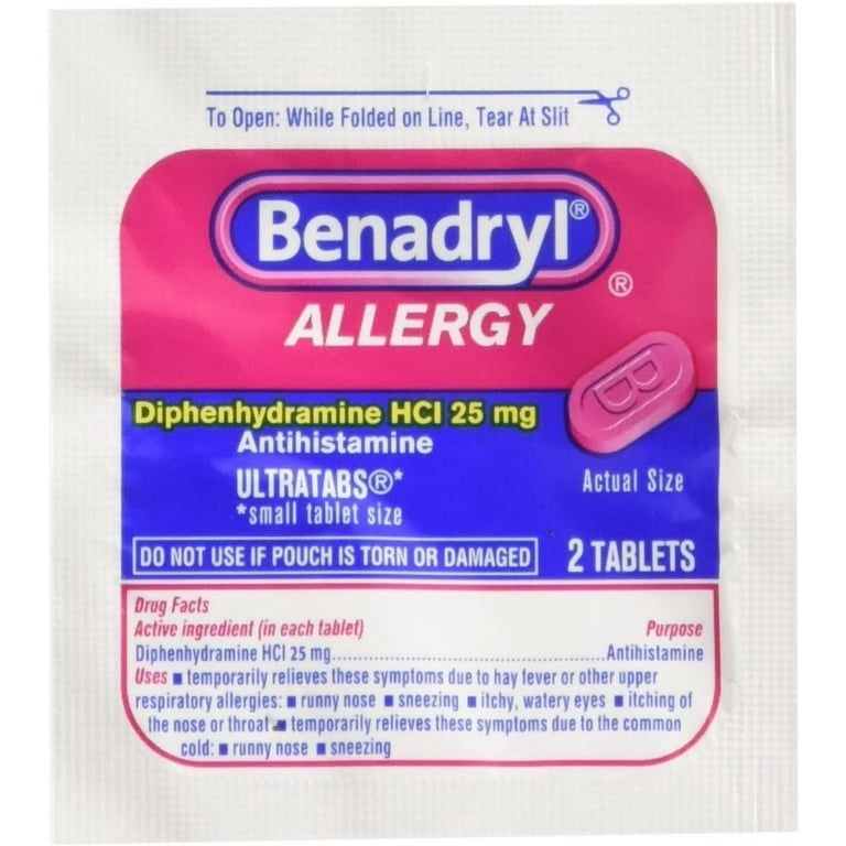 Benadryl Allergy Diphenhydramine Hci 25 Mg (2 Tablets)
