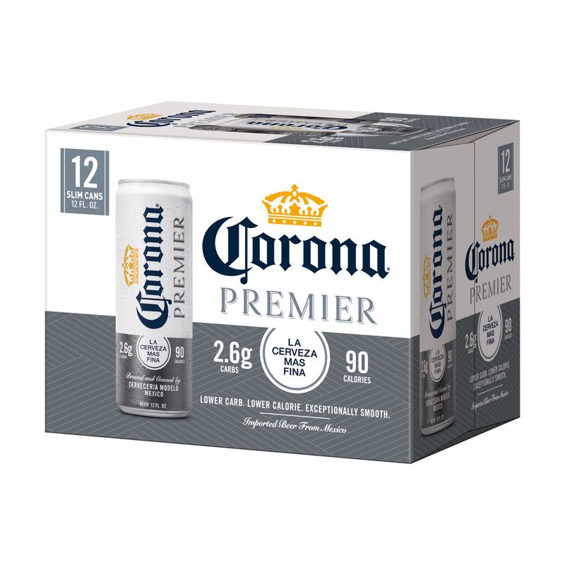 Corona Premier Mexican Lager Light Import Beer, 12 Pack 12 fl. oz. Slim Cans, 4.0% ABV