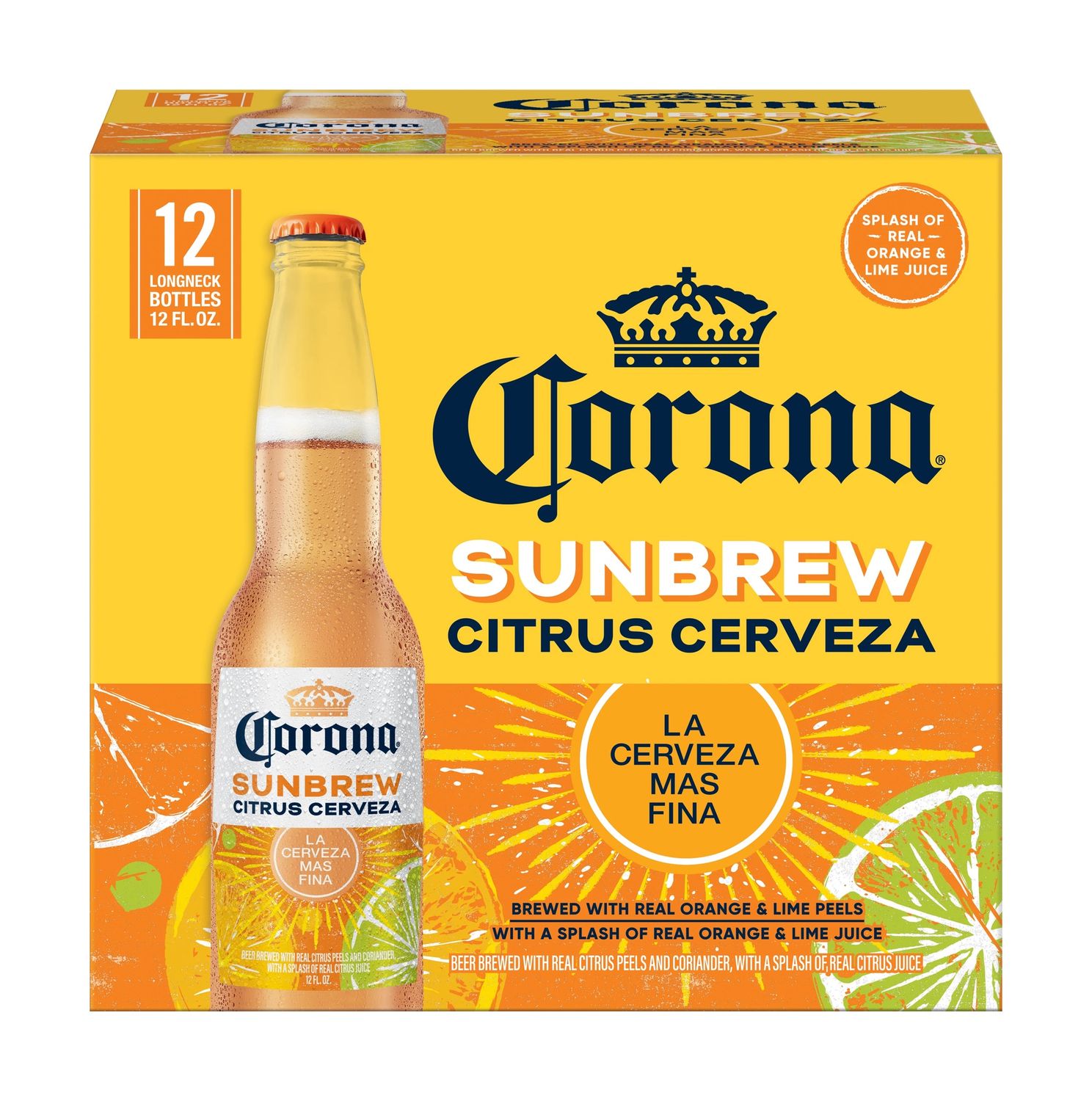 Corona Sunbrew Citrus Cerveza Mexican Import Beer, 12 Pack 12 fl oz Bottles, 4.5% ABV
