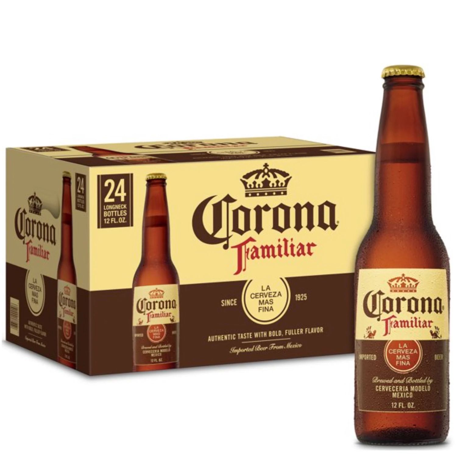 Corona Familiar Mexican Lager Imported Beer, 24 Pack 12 fl. oz. Bottles, 4.8% ABV