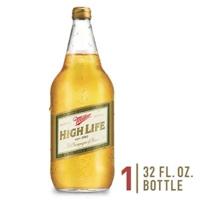 Miller High Life American Style Lager Beer 4.6% ABV Bottle - 32 Fl. Oz.