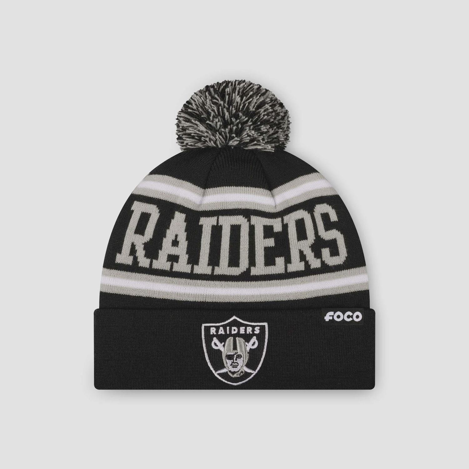 Foco Mens NFL Team Beanie w/Ball, Team: Raiders
