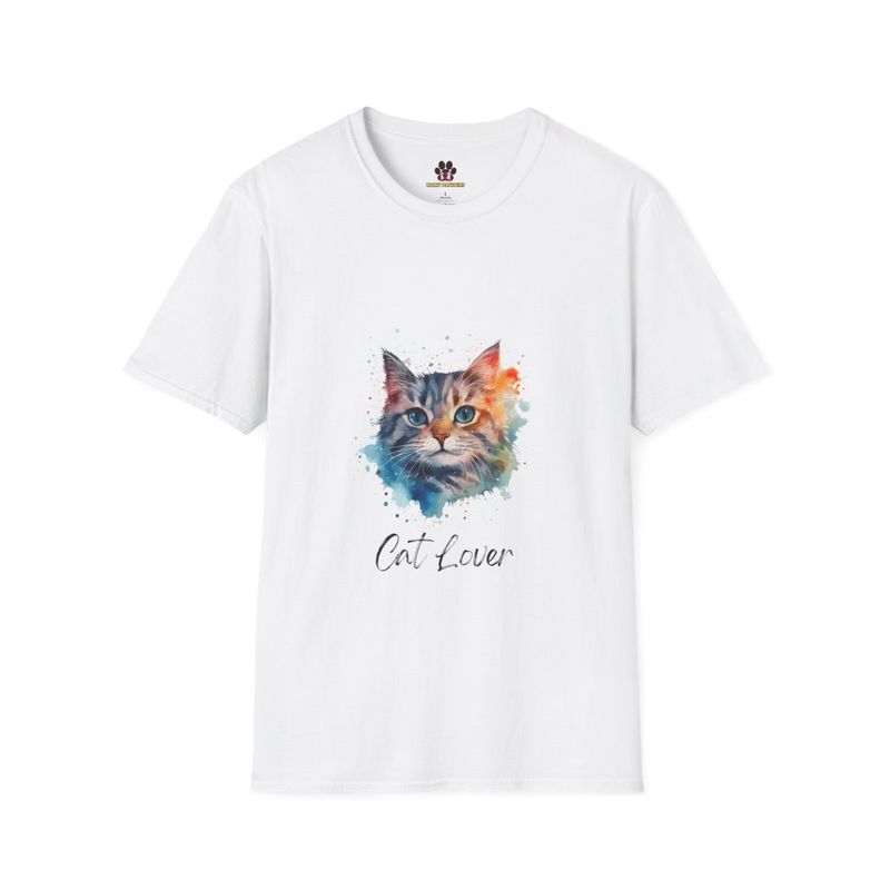 Cat Lover: Cute Cat in Paint Splash Print Unisex Softstyle T-Shirt
