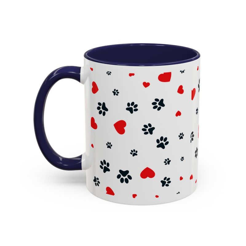 Accent Cute Paws and Heart Print Coffee Mug (11, 15oz)