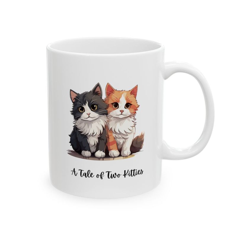 A Tale of Two Kitties: Cute Kitty Cats Ceramic Mug (11oz)