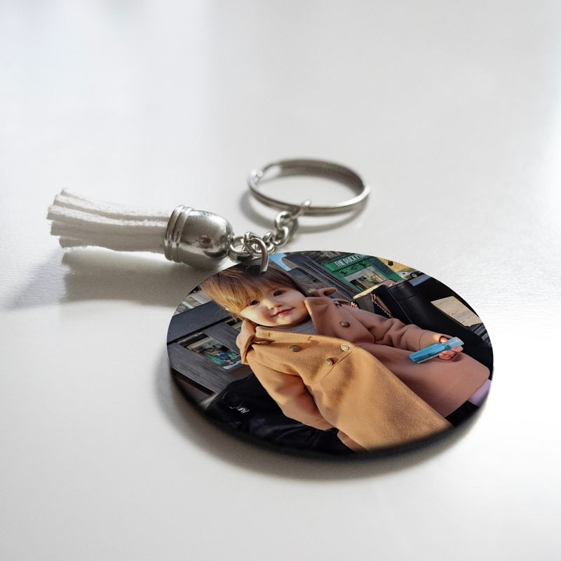 Custom Printed Key Ring with Colourful Tassel Pendant