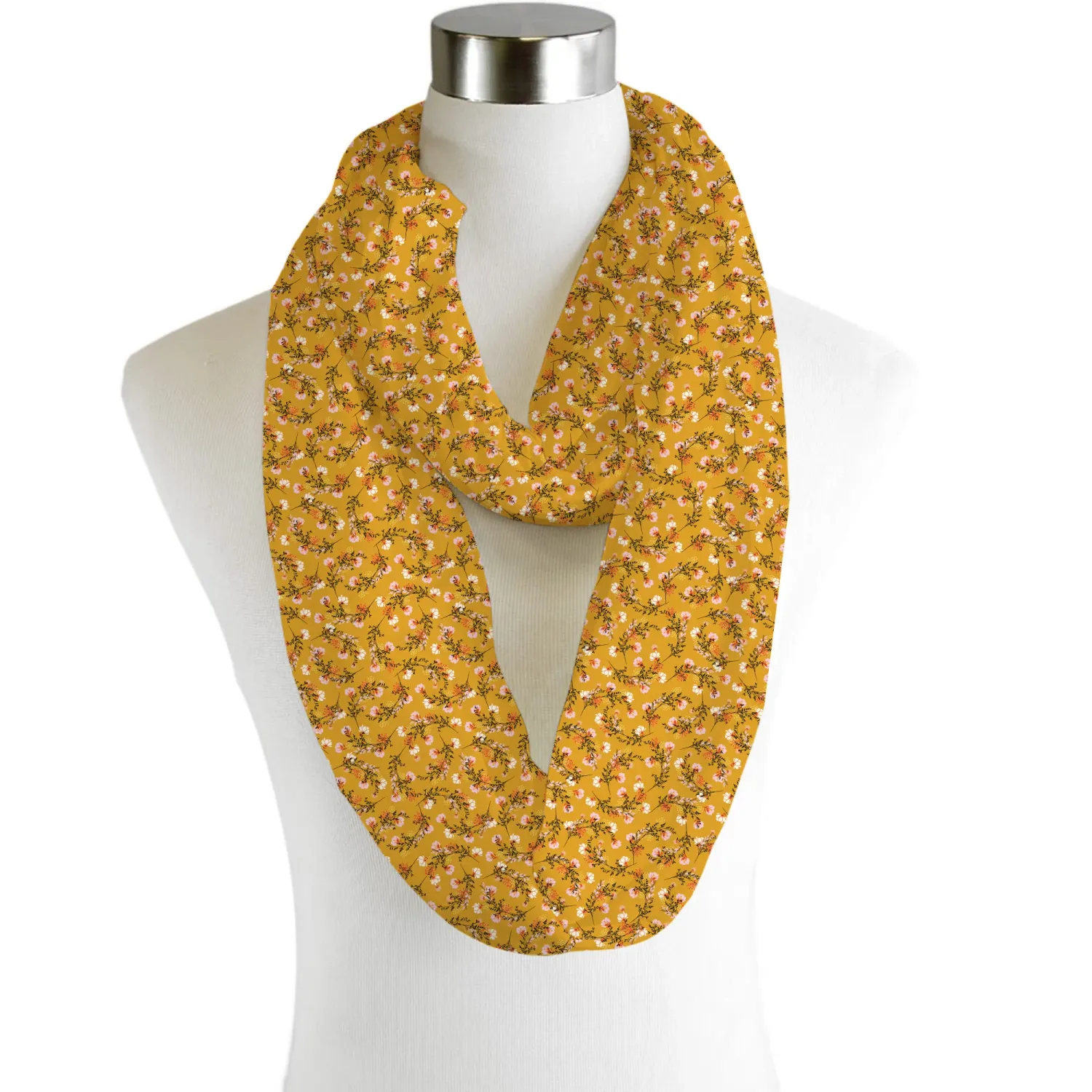 Mustard Blossoms Infinity Chiffon Scarf