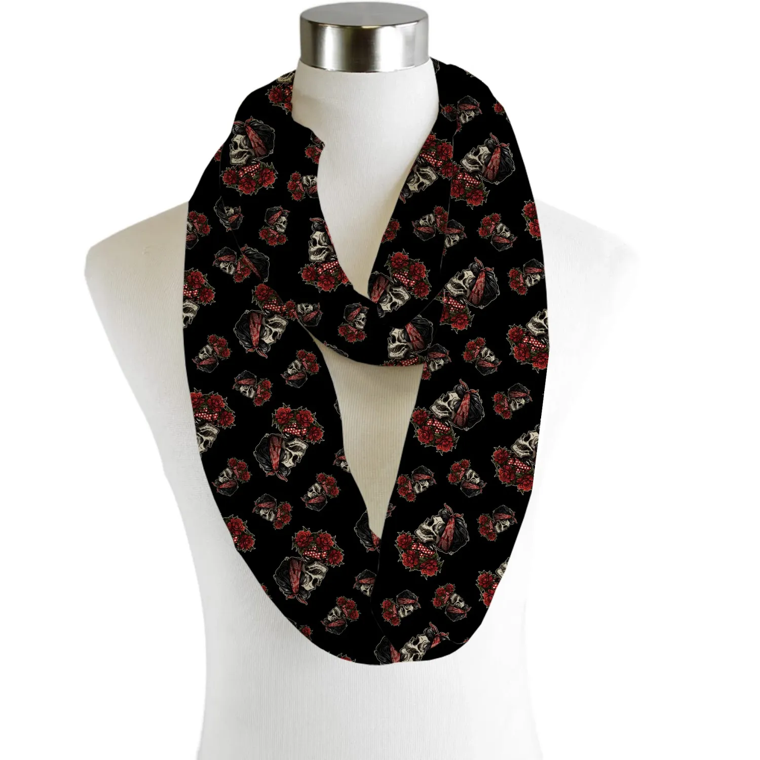 Sugar Skull Bandana Girl Infinity Chiffon Scarf