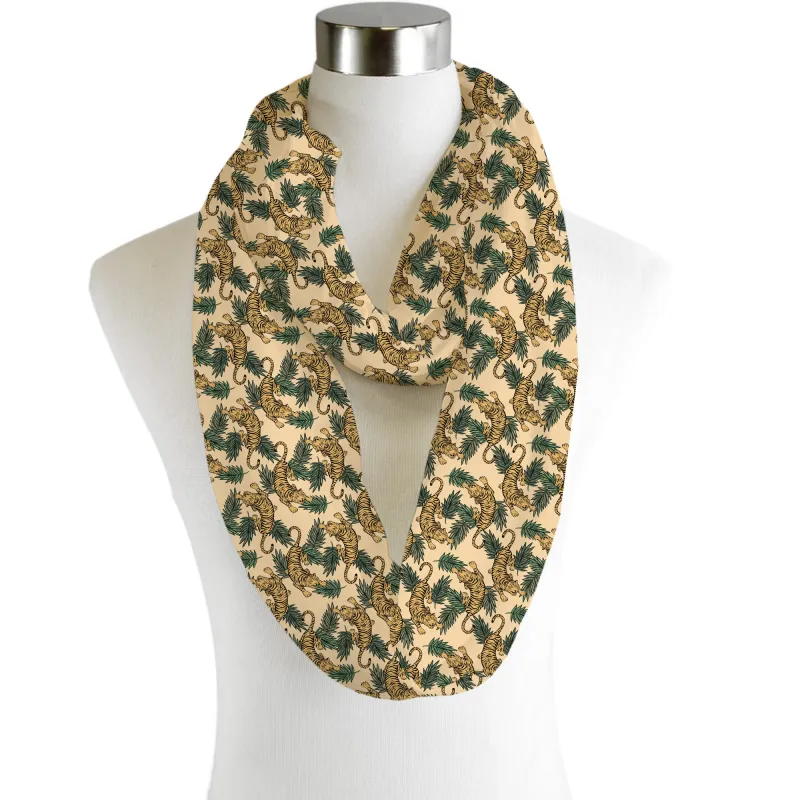 Tropical Tiger Print Infinity Chiffon Scarf