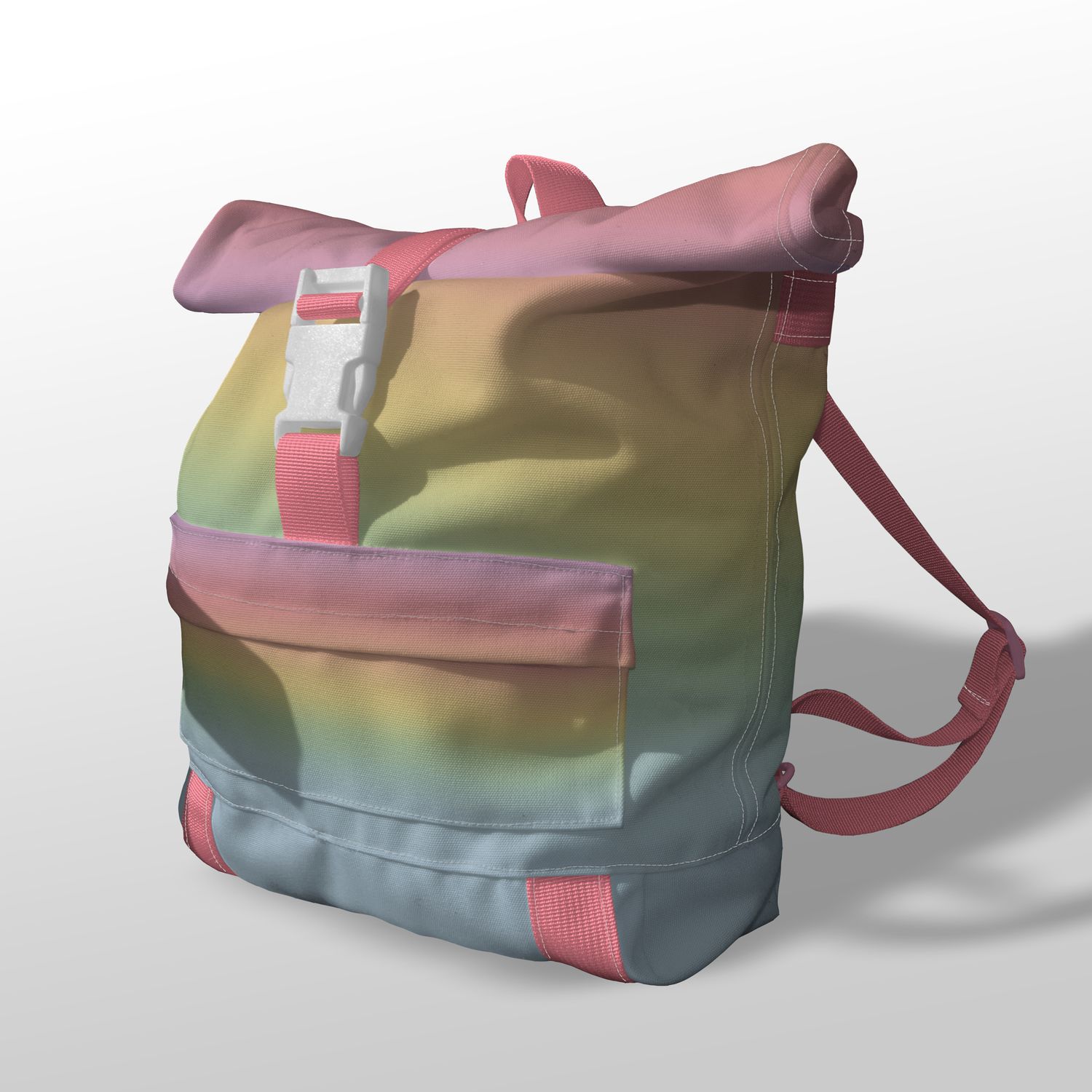 Toddlers Pastel Rainbow Print Roll-Top Backpack