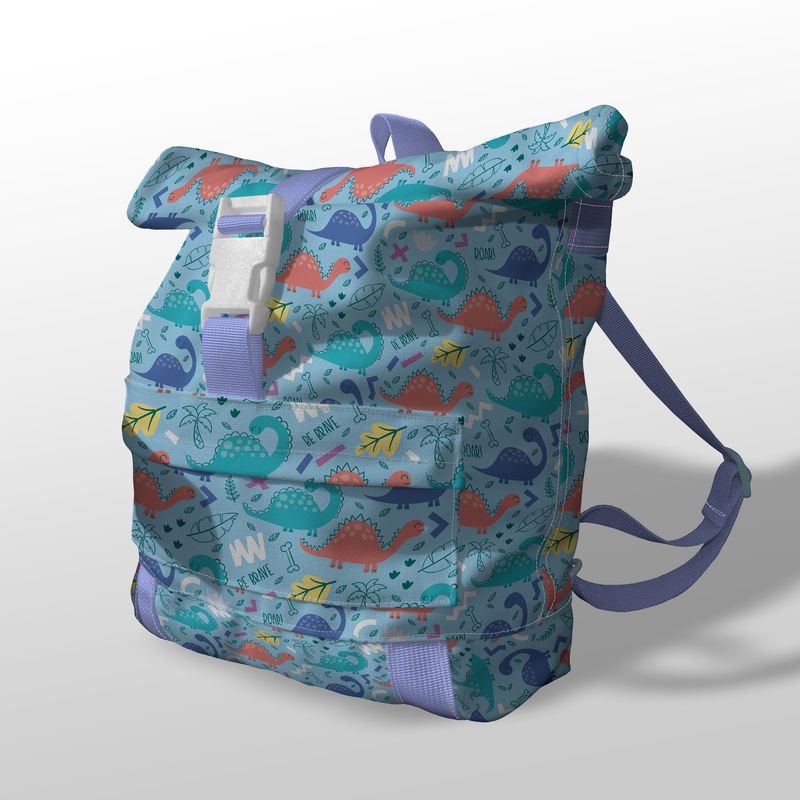 Toddlers Dinosaur Print Roll-Top Backpack