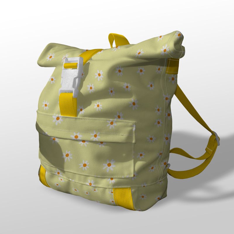 Toddlers Yellow Daisy Print Roll-Top Backpack