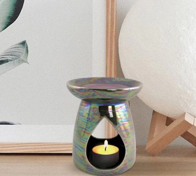 Deluxe Teardrop Pearlised Oil and Wax Melt Burner 14cm Assorted Colours