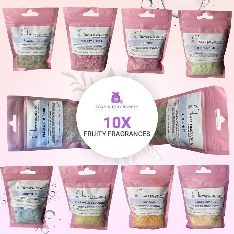 10 X Fruity Fragrance Packs Of Scented Sizzlers! High Fragrance And Low Heat.