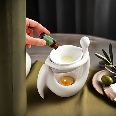1 Elegant White Ceramic Essential Oil Diffuser with Human Figure Design