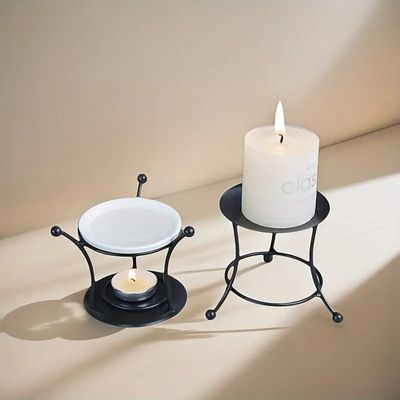1 Elegant Iron Art Candle Holder - Versatile Retro Scent Burner for Home Decor