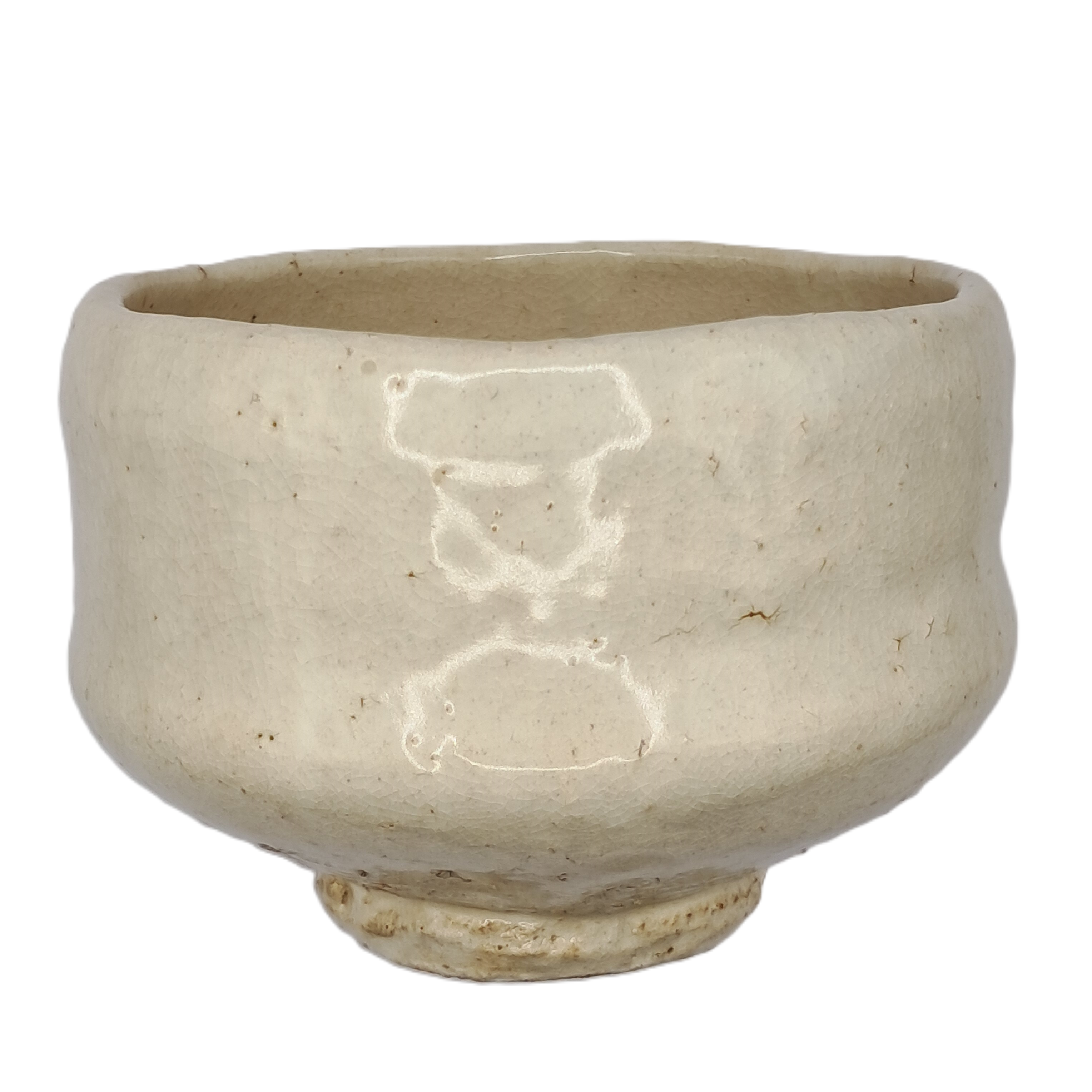 Matcha-Schale, Raku cremeweiß