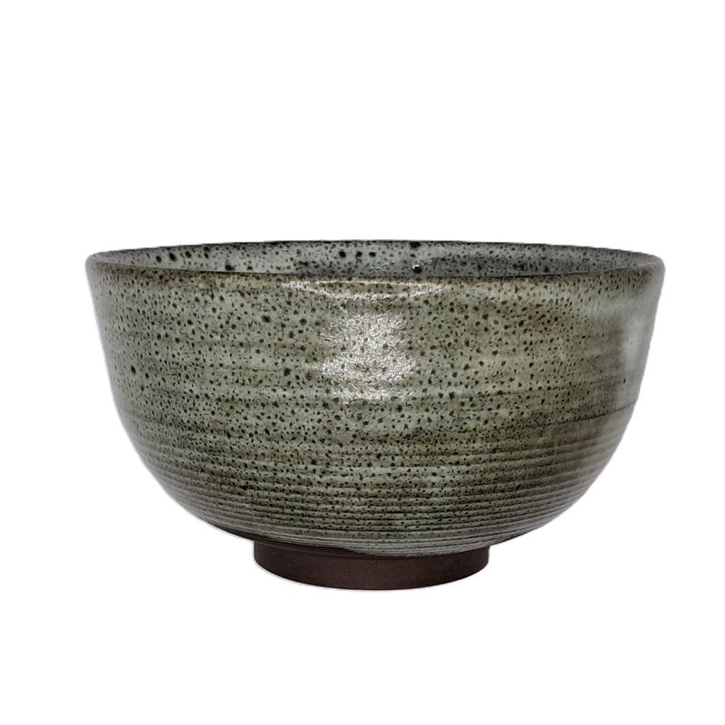 Matcha-Schale grün-grau feine Rillen Matcha-Schale grün-grau feine Rillen