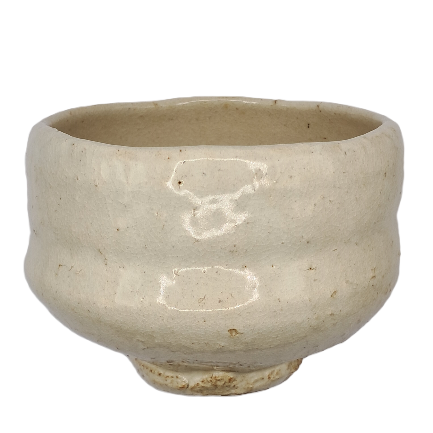 Matcha-Schale, Raku cremeweiß
