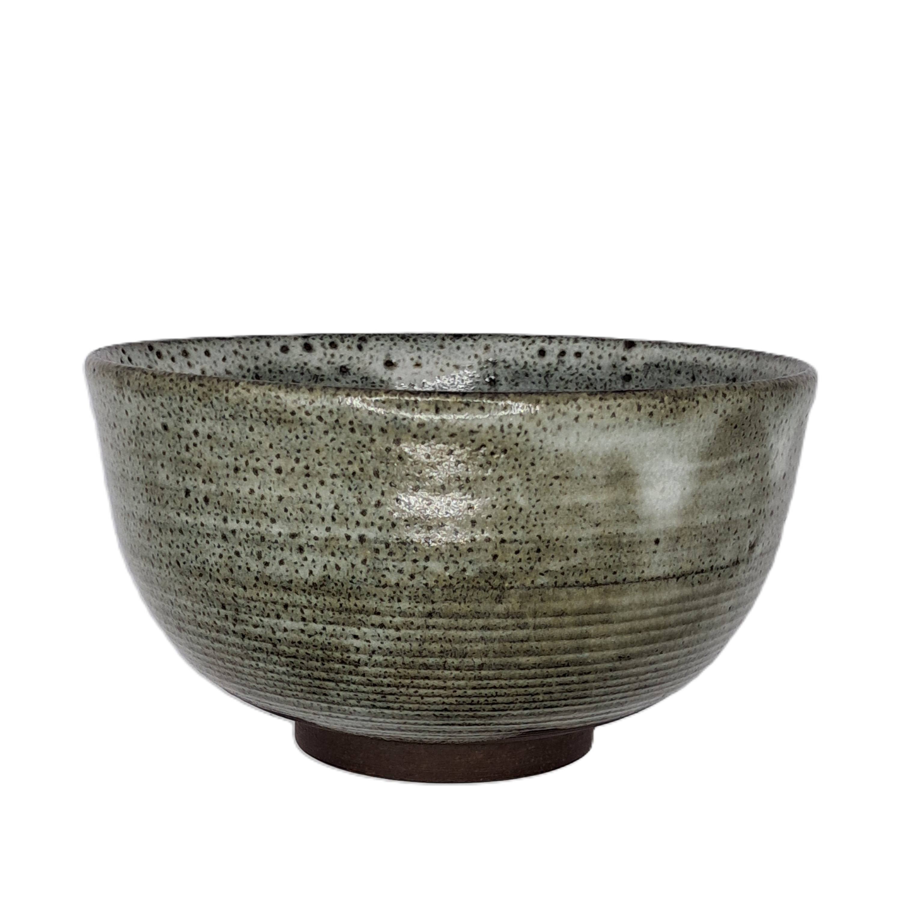 Matcha-Schale grün-grau feine Rillen