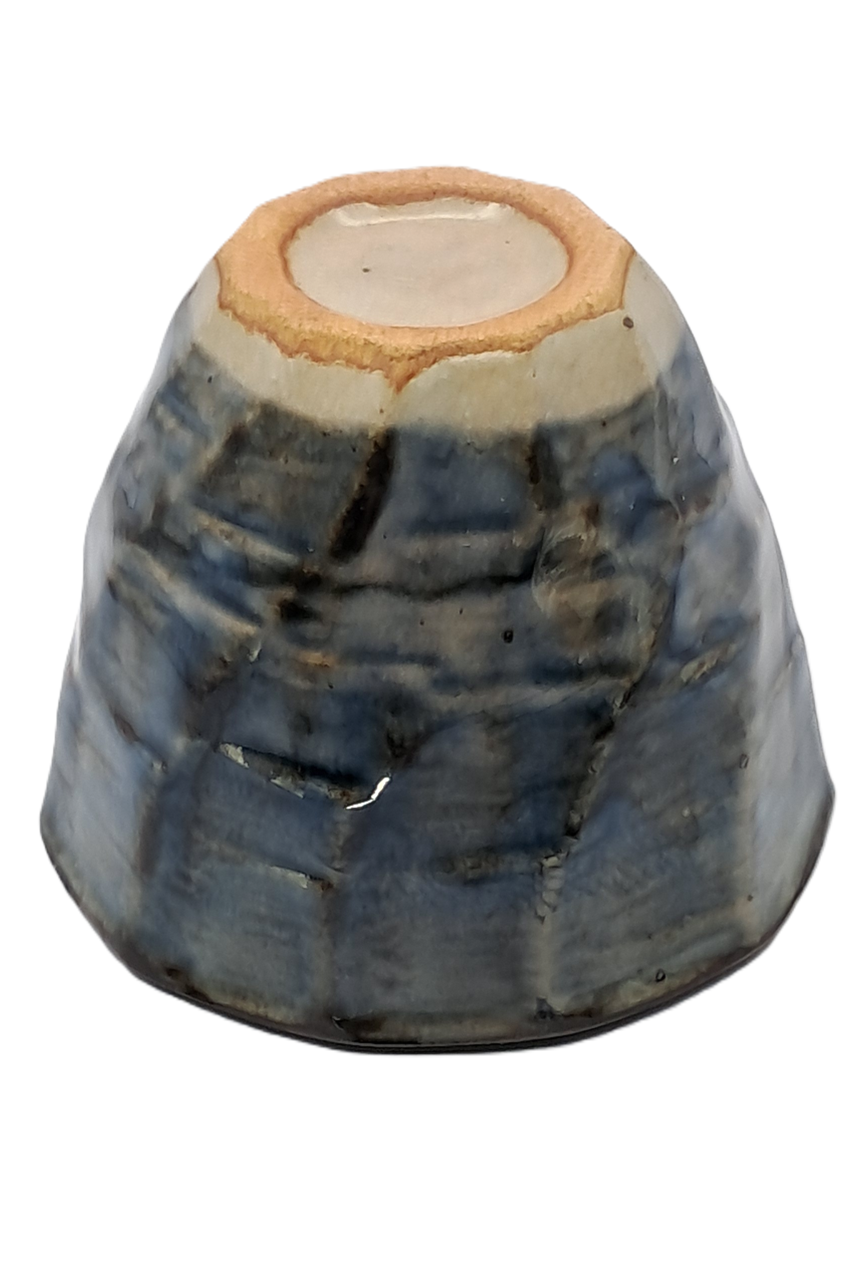 Teeschale geschnitten blau lasiert