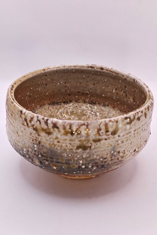 Matcha-Schale Shigaraki heller Ascheanflug Matcha-Schale Shigaraki heller Ascheanflug