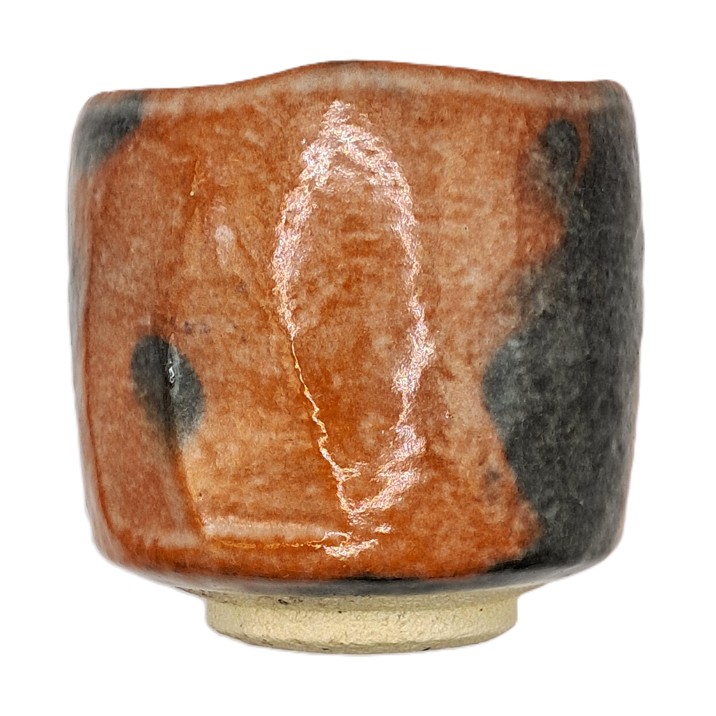 Matcha-Schale Raku rot-schwarz schmal