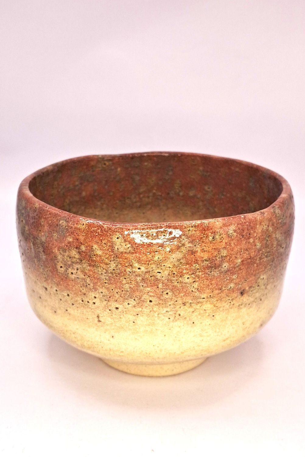 Matcha-Schale beige mit ziegelfarbigem Verlauf