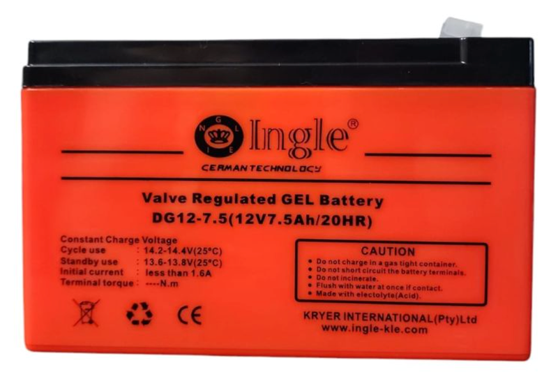 Ingle 7.5AH 12V Alarm/Gate/Energizer Gel Battery