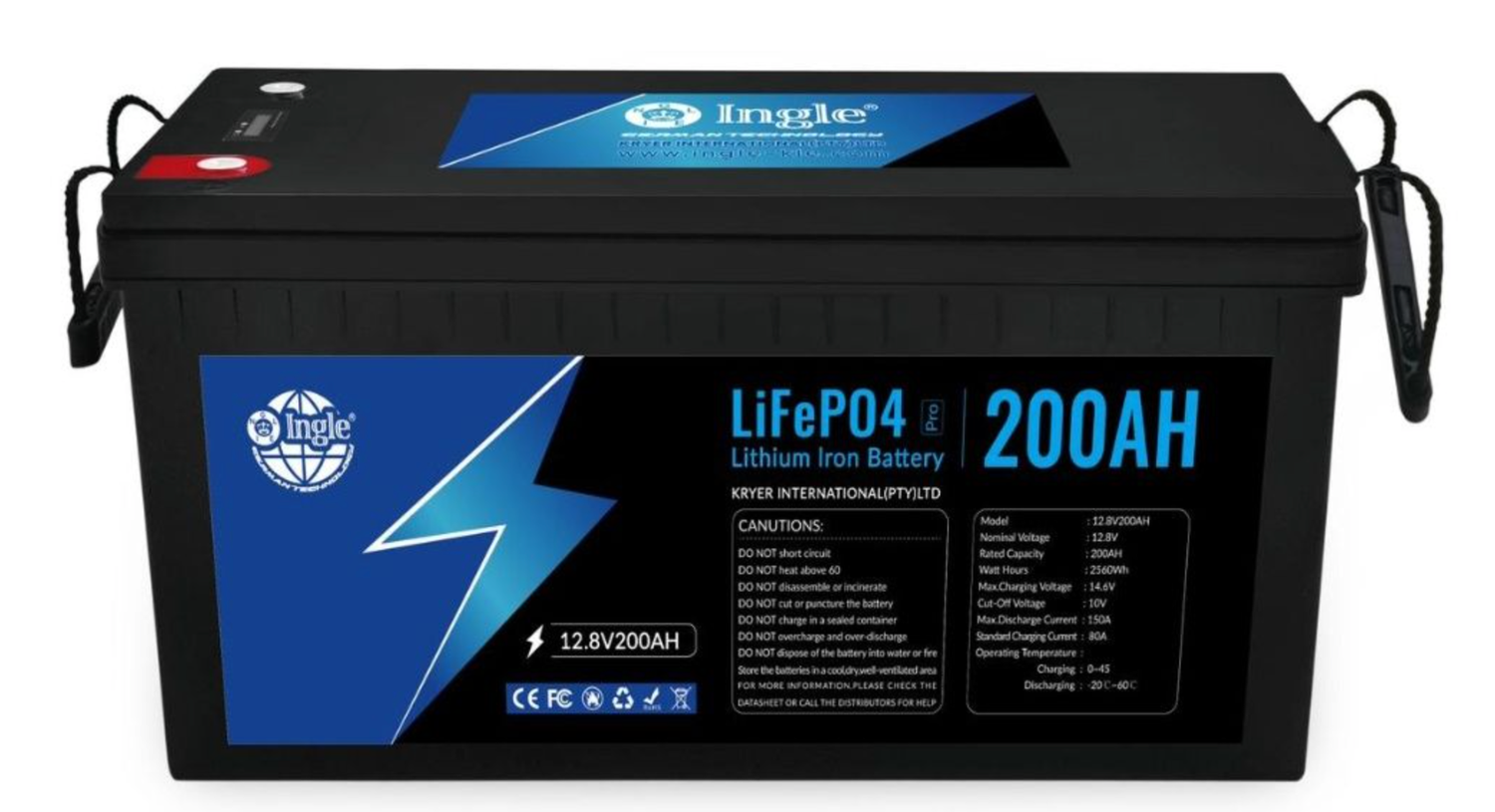 200AH 12.8V 2560WH Lithium Iron LiFePO4 Solar/UPS/Inverter Battery INGLE